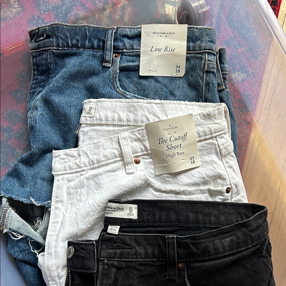 Abercrombie & Fitch Denim Trio - Blue, White & Black shorts